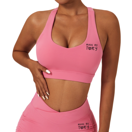 Sport Pink Set Biker Shorts and Align Feeling Striped Beautiful Back Bra
