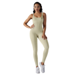 Oat milk sleeveless one piece jumpsuit for women