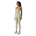 Front view Oat milk sleeveless one piece jumpsuit for women